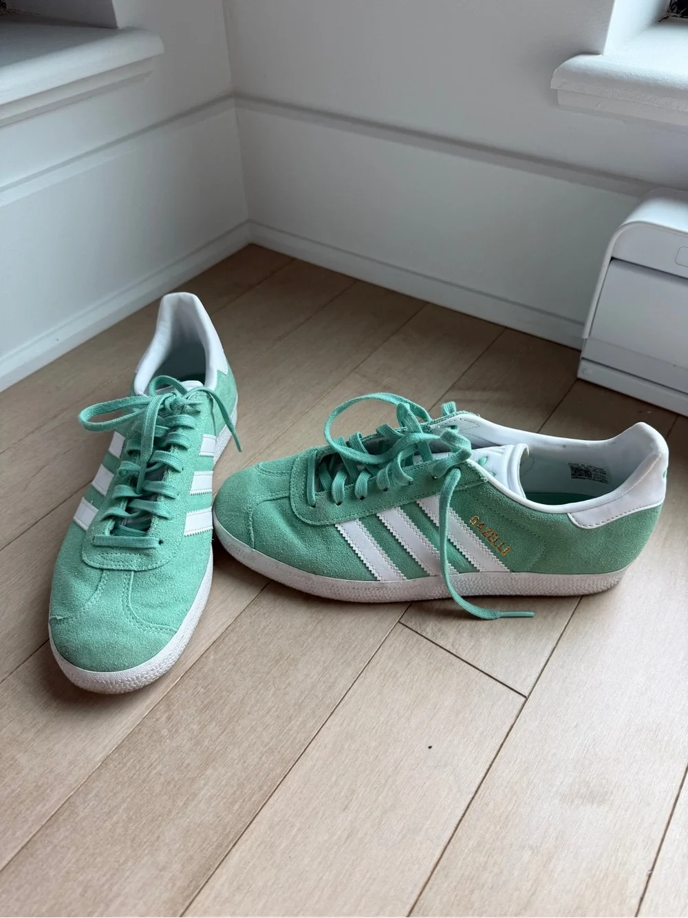 adidas Gazelle Suede Sneakers in Mint Green with White Stripes - Picture 4 of 4